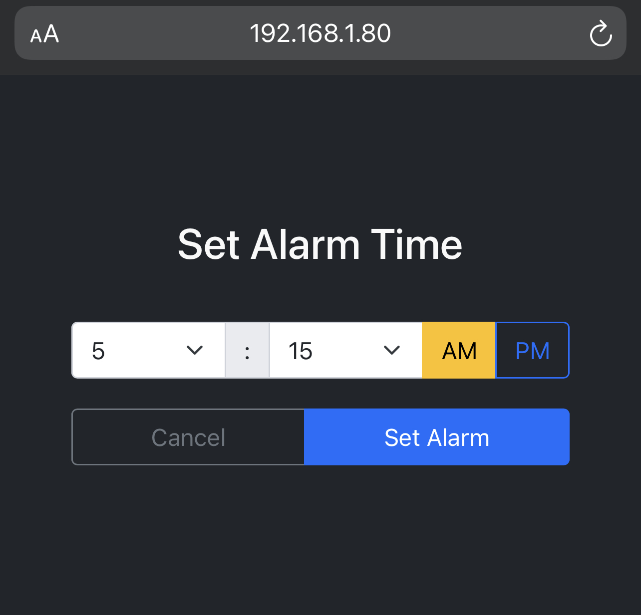 Bose Wave controller - time-setting interface